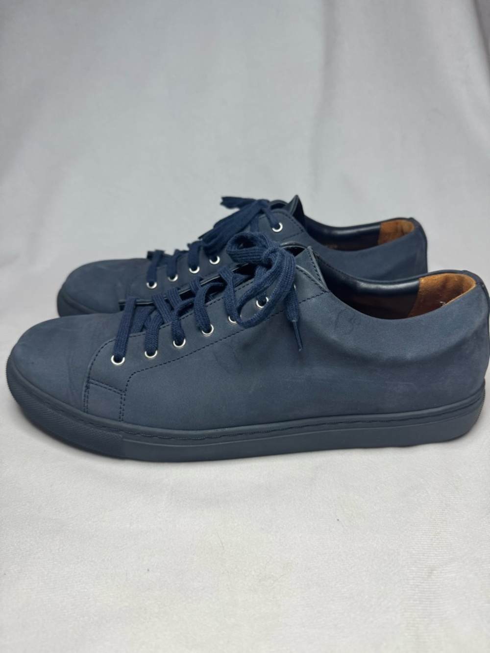 Sunspel Monochrome Navy Suede Low-Top Tennis Sneakers